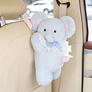 Boîte à mouchoirs en peluche <span class=keywords><strong>éléphant</strong></span> <span class=keywords><strong>bleu</strong></span> clair personnalisée avec col en dentelle et nœud écossais pour voiture - Product Image 2