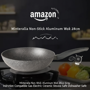 Wok antiadherente de aluminio con 1 asa (28cm) MINERALIA Gris BS7932829101 - Product Image 3