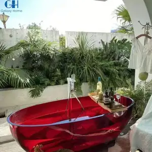 Kristall badewanne Mondstein ovale Form Maß gefertigte Badezimmer badewanne Freistehende Badewanne aus Harz