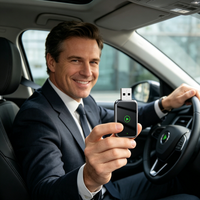 Adaptador Inalámbrico 2 en 1 Mini USB Metálico Plug-and-Play de Conexión Rápida WiFi6 para CarPlay y Android Auto