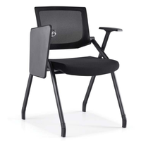 Chaise de conférence pliable avec tablette d'écriture intégrée, base à roulettes en option, chaise en maille légère empilable