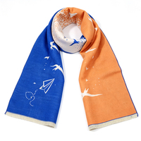 Écharpe en fausse laine tendance et chaude pour femmes, écharpe sur mesure avec motif d'oiseaux en vol jacquard
