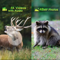 Caméra de Chasse WiFi 4K 48MP Étanche IP65 avec Connexion Point & WiFi, Contrôle par APP, Détection de Mouvement sans Fil