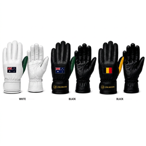 LONG MISSION Leather Touchscreen Motorbike <b>Gloves</b> Wrist Length Breathable Eco-Friendly Plain Daily Use Australia Belgium Flag - Product Image 4