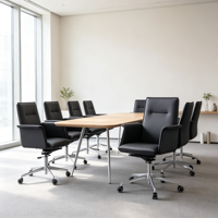 Chaise de bureau exécutive moderne ergonomique confortable à hauteur réglable avec base en acier et revêtement en cuir PU pivotante pour la maison et les bureaux professionnels