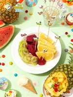 Piques à cocktail en bambou écologiques et colorées en forme de citrouille pour fruits