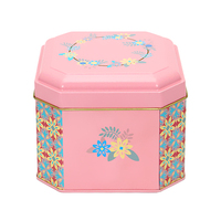 Récipient personnalisé en fer blanc à huit côtés pot octogonal empilable boîte de bonbons emballage de thé boîte métallique octogonale boîte octogonale en fer blanc