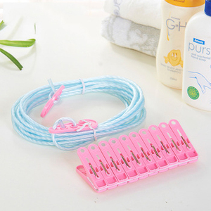 Đầy Màu sắc duy nhất mùa xuân kẹp áo Set 10 Nhựa chốt với <span class=keywords><strong>2</strong></span> Meter Nylon Rope thuận tiện treo cho ngoài trời - Product Image 1