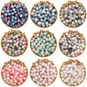 Perles rondes en verre craquelé 10 mm, dégradé multicolore, pour la fabrication de bijoux faits main, printemps 2024, origine Yiwu - Product Image 1