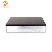 Table basse carrée de style Bauhaus avec base en chrome, table basse minimaliste noire moderne pour salon et bureau de luxe