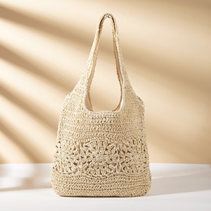 Borsa da Spiaggia in Paglia Intrecciata a Mano, Grande Capacità, Casual, con Chiusura Aperta per Vacanze Estive - Product Image 3