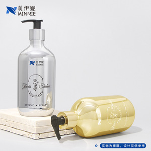 Minnie 500ml Pet Round Shoulder Electroplated <b>Bottle</b> For Shampoo Shower Gel With <b>Pump</b> 300ml Hotel Lotion Hand Soap Packaging - Product Image 5