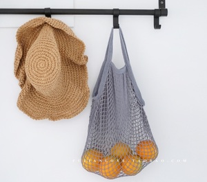 Toptan toplu pamuk depolama örgü çanta özel LOGO pamuk <span class=keywords><strong>Net</strong></span> ToteShopping çanta örgü Tote çanta - Product Image 6