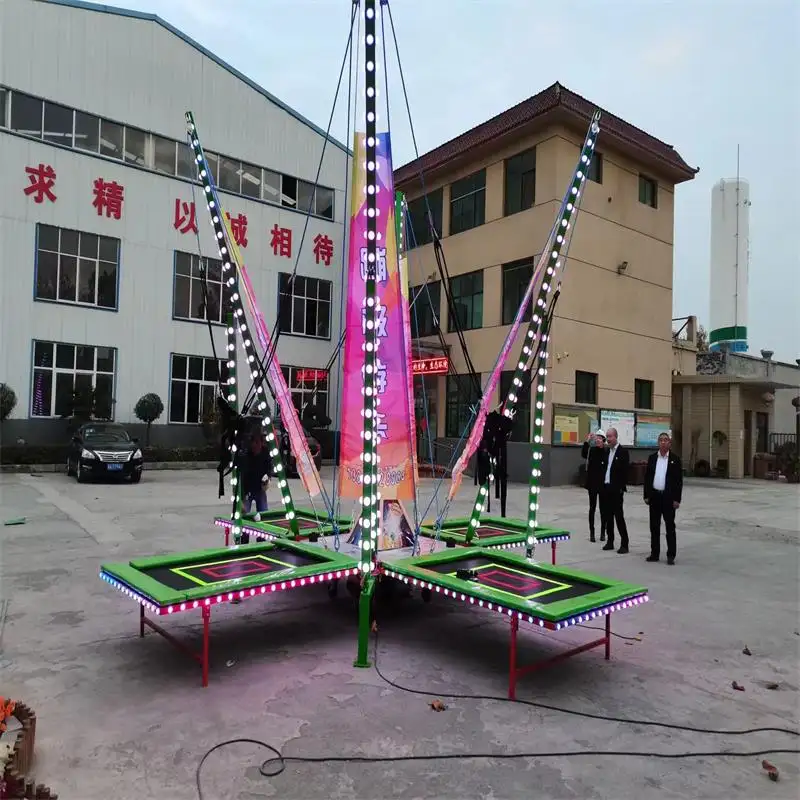 KARUN Foldable And Movable Four People Bungee Jumping With Colored Lights And Wheel