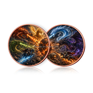 Lot <span class=keywords><strong>de</strong></span> 2 pièces <span class=keywords><strong>de</strong></span> monnaie en cuivre fin .999 <span class=keywords><strong>de</strong></span> 1 oz, motif Dragons Élémentaires <span class=keywords><strong>Guerre</strong></span>, pièces <span class=keywords><strong>de</strong></span> monnaie en cuivre imprimées en couleur, pour cadeau - Product Image 2