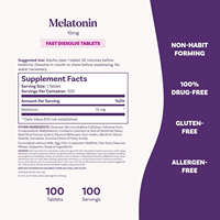 Vente en gros de comprimés de mélatonine à dissolution rapide 10 mg, saveur fraise, 100 pièces, bouteille blanche personnalisée, nutrition
