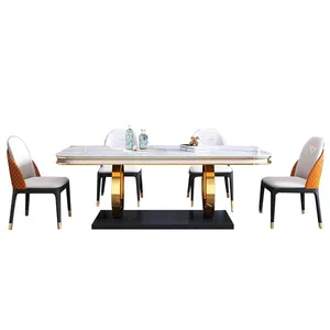 Moderne einfache nordische Marmor Esstisch und Stuhl Kombination rechteckige Wohnzimmer Licht Luxus Rock Board Tisch