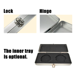 Boîte en métal en fer blanc à verrouillage sécurisé robuste avec couvercle à charnière écologique et recyclable pour le stockage d'outils et <span class=keywords><strong>de</strong></span> stylos - Product Image 3