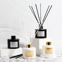 Diffuseurs d'huiles essentielles longue durée 150 ml Bouteille diffuseur en verre de forme ronde mate Parfum d'ambiance pour la maison Diffuseur à roseaux