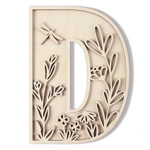 Venta Directa de Fábrica, Letras Decorativas de Madera de 12 Pulgadas para Pared, Diseño Floral en Capas 3D, Alfabeto con Efecto Graffiti - Product Image 4