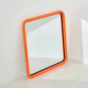 Espejo cuadrado de Metal para baño, accesorio decorativo de Color naranja con marco de Metal, longitud completa, para entrada, venta al por mayor