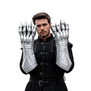 Guantes de Garra de Acero Inoxidable Hechos a Mano, Plateados, Armadura Medieval de Caballero, Guantes Góticos para Cosplay, Estilo Antiguo - Product Image 2