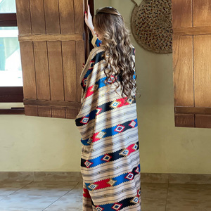 AB198 Vêtements musulmans traditionnels du Moyen-Orient, veste à manches chauve-souris rayée, ensemble <span class=keywords><strong>abaya</strong></span> deux pièces, robe pour femmes - Product Image 3
