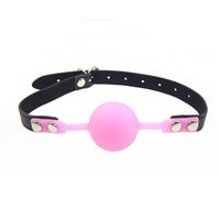 Bâillon à boule en silicone personnalisé, équipement de bondage réglable et respirant, jouet sexuel pour adultes, bâillon buccal en cuir BDSM de fabrication industrielle