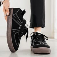 Chaussures de marche pour hommes anti-odeur respirantes à lacets avec empeigne en mesh, semelle intermédiaire en EVA, semelle épaisse, design sportif décontracté rétro, noir