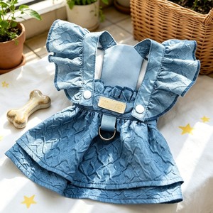 Robe en jean pour chats et chiens, jupe fine à manches courtes pour animaux de compagnie, design mignon, à porter en quatre saisons - Product Image 4