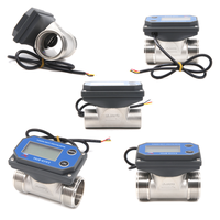Medidor de Flujo de Agua Digital por Impulsos ZJSUS-BT01 5-24VDC con Cable DN15/20/25/32/50mm, Medidor de Flujo Hidráulico Electrónico con Turbina de Paletas
