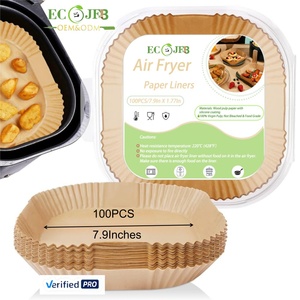 Sinh Thái JFB 2025 OEM Tùy Chỉnh 7.9Inch Vuông 100Pcs Nồi Chiên Không Khí Giấy Lót Nướng Bánh Giấy Da Lót Cho Nồi Chiên Không Khí - Product Image 1
