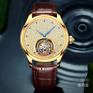 Montre mécanique à tourbillon squelette véritable avec logo personnalisé, luxe, saphir, acier inoxydable pour homme - Product Image 1