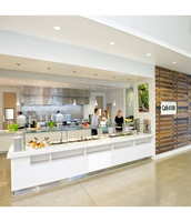Ensemble de comptoir de bar de buffet d'hôtel commercial écologique avec réfrigérateur intégré, design contemporain, surface solide en acrylique, 6 places assises