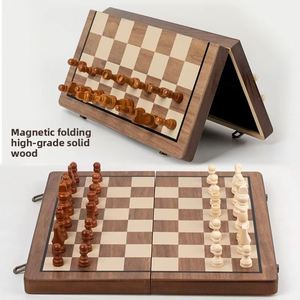 Large Solid Wood Double Queen Magnetic Chess Set,Foldable Checkers Board With Color Box Packaging for Family Game <b>Gift</b> - Product Image 5