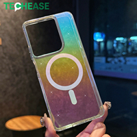 Étui de protection pour téléphone portable en gros, étui magnétique à paillettes dégradées arc-en-ciel, anti-chute, avec logo personnalisé pour Moto G Power 5G 2025