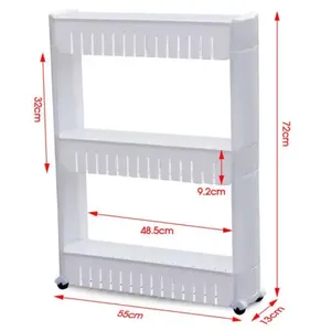 Estante de Almacenamiento de Alimentos Desmontable Rectangular Móvil con 3 Cestas Grandes, Estante Deslizante Delgado para Espacios Reducidos - Product Image 6