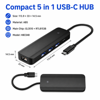 Hub USB C 5 en 1 al por mayor con Ethernet Gigabit, chip RTL8153B GL3510, adaptador divisor LAN RJ45 de 1000Mbps a USB 3.0 para MacBook