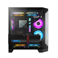 Ruix Fish Tank Mini Micro ATX Configuración completa para juegos con PC Thin Mini ITX Mini gabinete de escritorio para juegos de computadora con vidrio templado