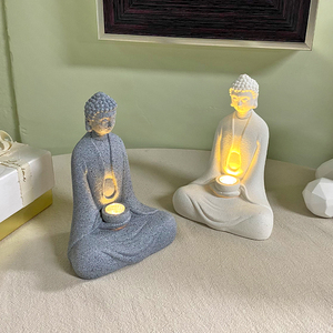 Statue <span class=keywords><strong>de</strong></span> Bouddha avec lumière, petit ornement <span class=keywords><strong>de</strong></span> table, décoration sereine pour la maison, bureau, <span class=keywords><strong>salon</strong></span> et salle <span class=keywords><strong>de</strong></span> thé, 1 pièce - Product Image 5