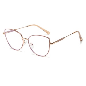 <span class=keywords><strong>Occhiali</strong></span> <span class=keywords><strong>da</strong></span> <span class=keywords><strong>vista</strong></span> <span class=keywords><strong>da</strong></span> donna vintage cat-eye in acciaio inossidabile con cerniere <span class=keywords><strong>a</strong></span> molla, anti-luce blu, montatura completa, per PC - Product Image 2