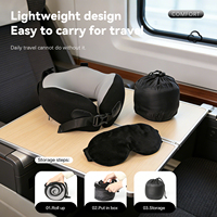 Luxus-Reisekissen-Set Atmungsaktiver Plüsch-Kissenbezug Weiches Ergonomisches Nackenstützkissen aus Memory-Schaum mit 3D-Augenmaske
