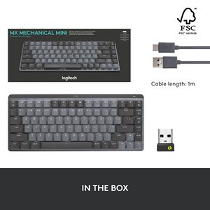 Logitech <span class=keywords><strong>MX</strong></span> cơ khí mini không dây chiếu sáng bàn phím, xúc giác yên tĩnh Thiết bị chuyển mạch, Backlit, Bluetooth, USB-C, - Product Image 2