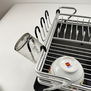 アルミシンク皿ラック皿水切りラックキッチンシンク皿乾燥ラック水切りセット付き - Product Image 3