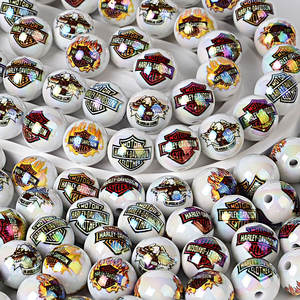 16mm <b>acrylic</b> printed sports straight-hole round <b>bead</b> DIY mobile phone chain <b>bead</b> stringing pen hanging accessory - Product Image 1