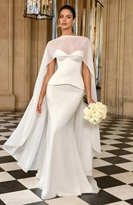 Abito da sposa a <span class=keywords><strong>sirena</strong></span> rosso ciliegia drappeggiato, moderno, di alta qualità, con spalle scoperte e schiena scoperta, taglie forti, nuovo stile 2026 - Product Image 4