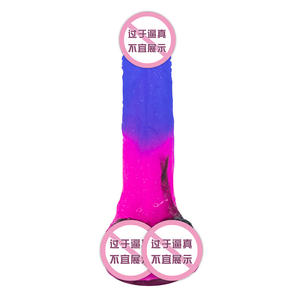Dildo Mainan Seks Dewasa Simulasi Perempuan Silikon Cair Pelangi Warna Cerah Baru - Product Image 3