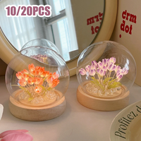 Tulipe artificielle fleur veilleuse à la main bricolage lampe de chevet LED lampe de nuit chambre décor noël anniversaire cadeaux lampe de table