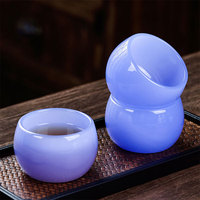 Tasse à thé en verre de luxe de 50 ml, texture jade, résistante à la chaleur, couleur unie, petite tasse de dégustation Kung Fu pour la cérémonie du thé