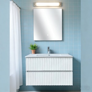 Meuble de salle de bain en céramique blanc simple et luxueux avec lavabo intégré - Product Image 3